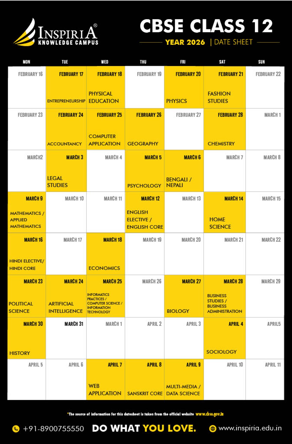 CBSE Date sheet 2026