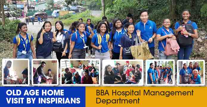 Old age home visit by Inspirians of BBA Hospital Management Department
