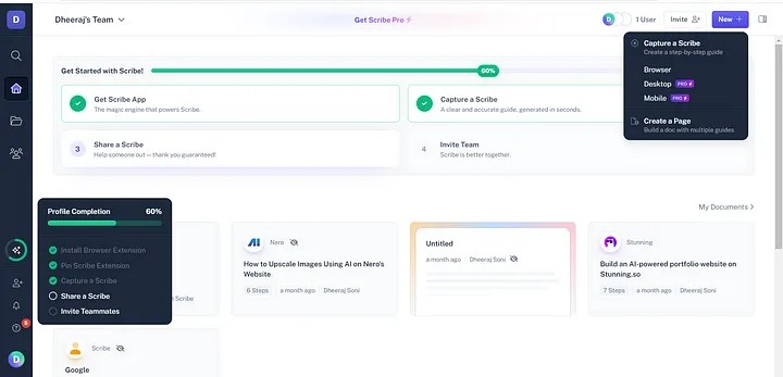 ScribeHow Dashboard