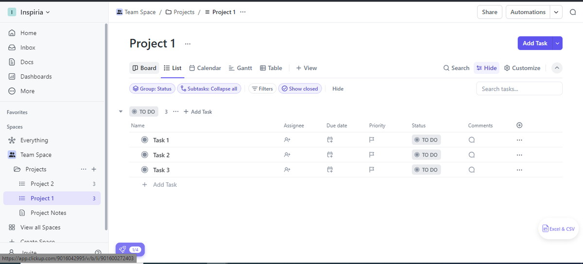 ClickUp Dashboard