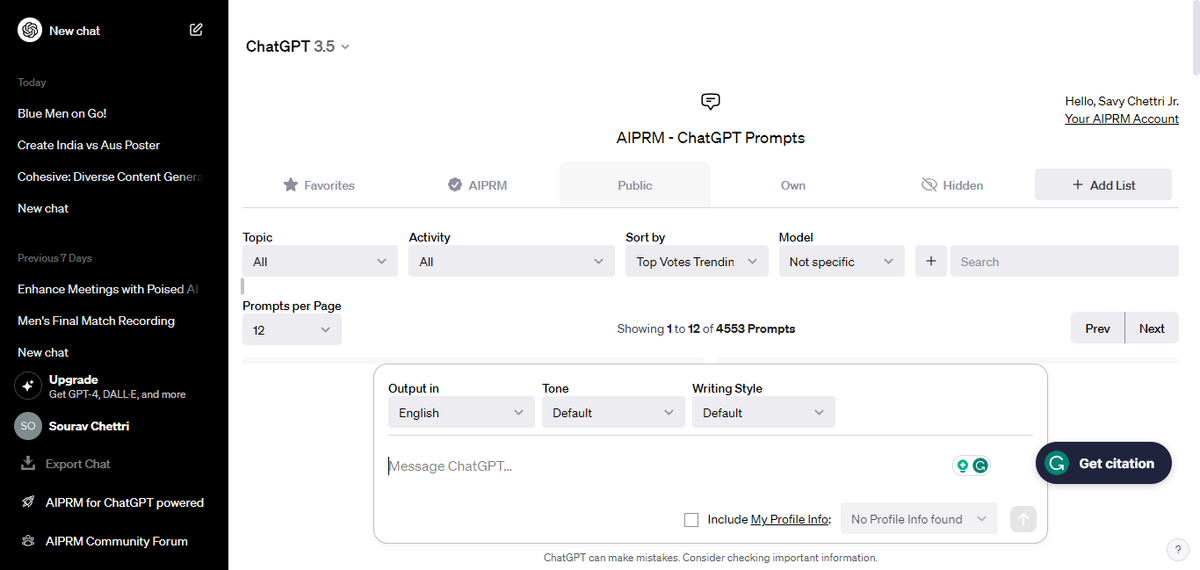 Dashboard ChatGPT