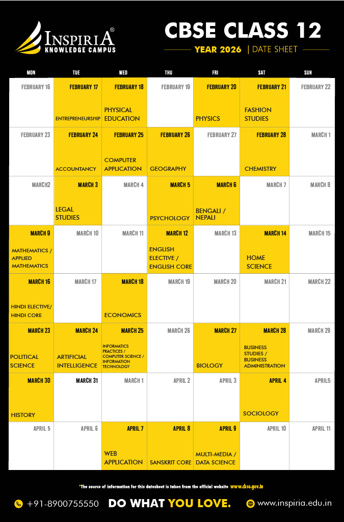 CBSE Date sheet 2026