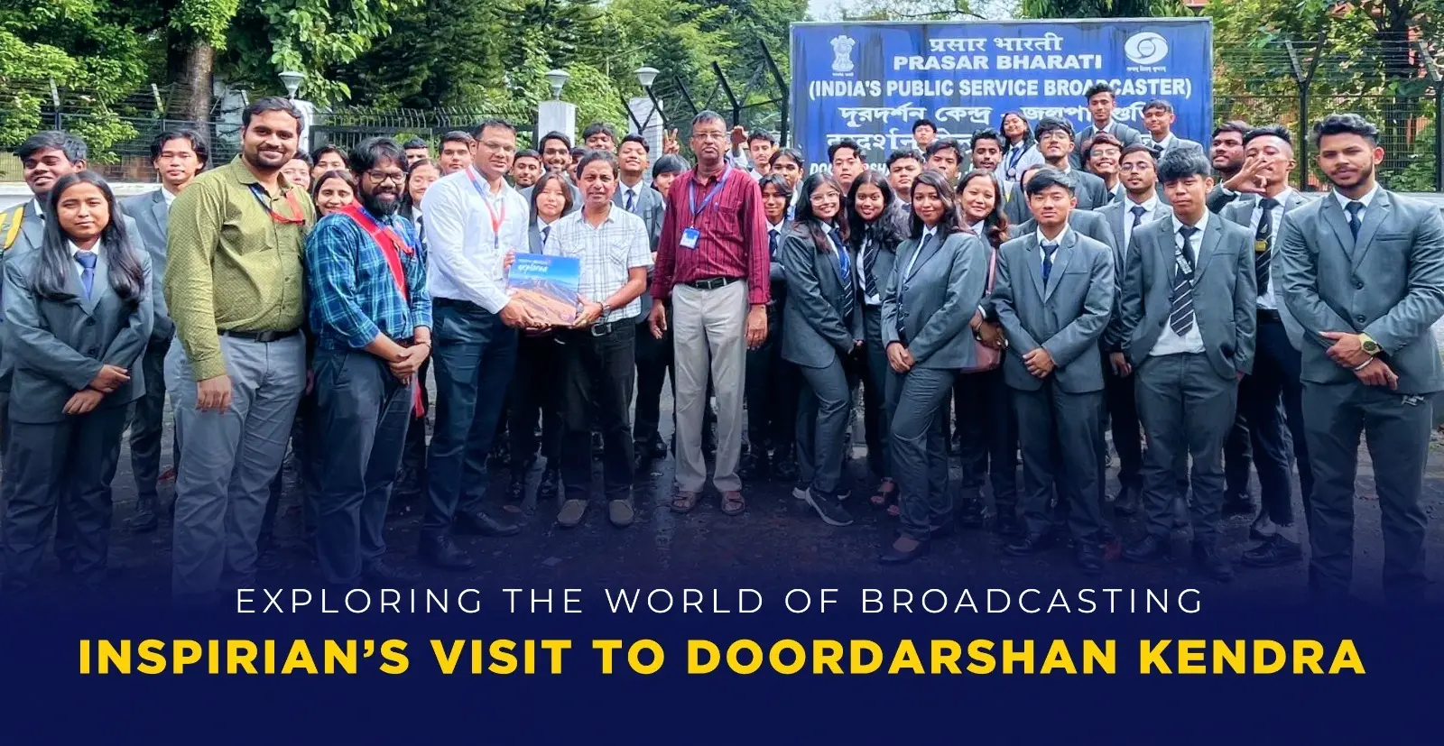 Group picture of students and faculties during knowledge tour to doordarshan kendra, Siliguri